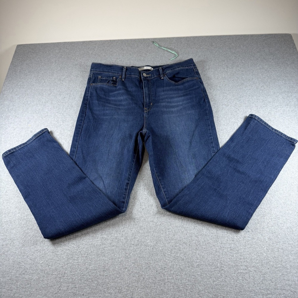 Signature Levi Strauss Womens Jeans 14M High Rise Straight Blue Stretch W32 L30